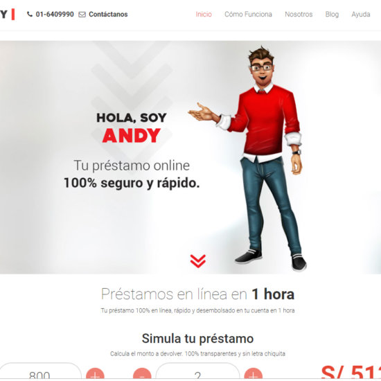 Hola Soy Andy es una web dedicada  exclusivamente a préstamos en línea.